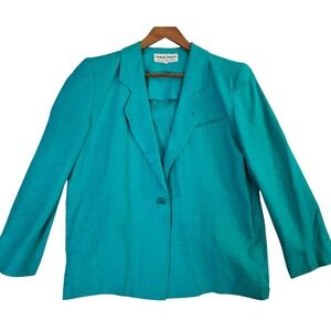 Giorgio Armani Vintage Teal Green 100% Linen Blazer Made in Italy Size 44